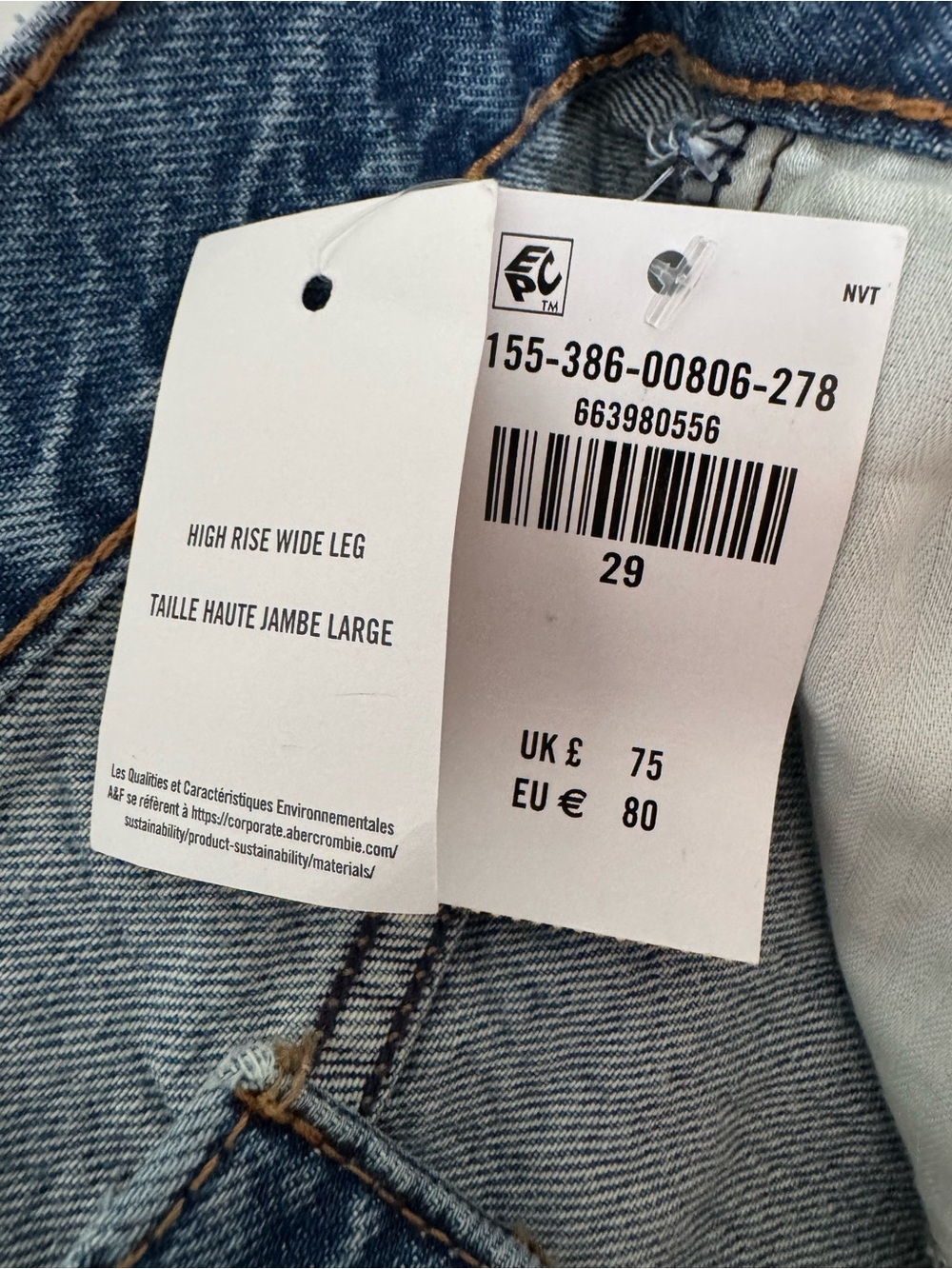 NWT Abercrombie & Fitch High Rise Wide Leg Jean Lightweight Drapey Rigid Raw Hem - Picture 15 of 16